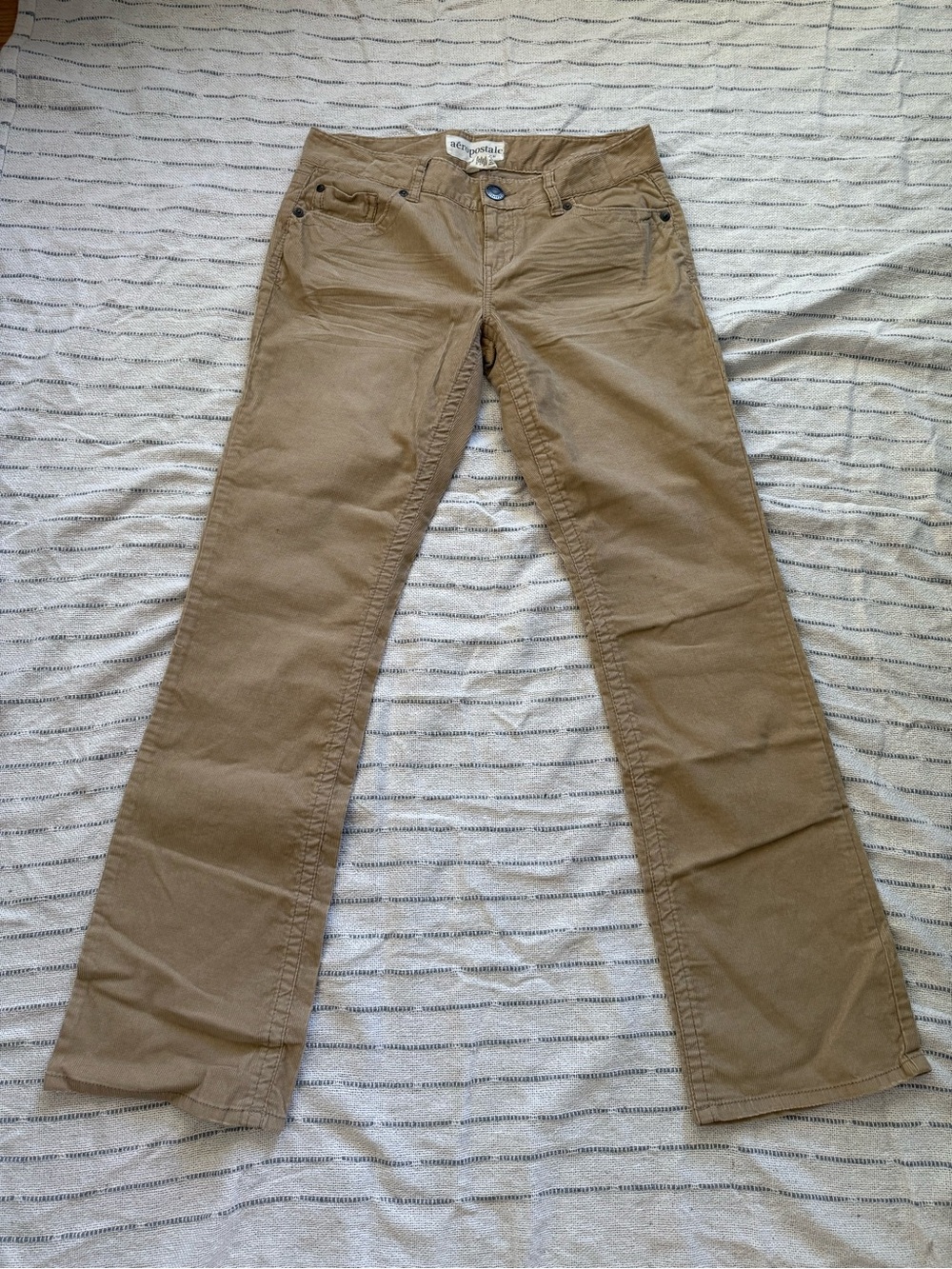 Vintage Y2K Aeropostale Tan Corduroy Low Rise Bootcut Pants Size 7/8